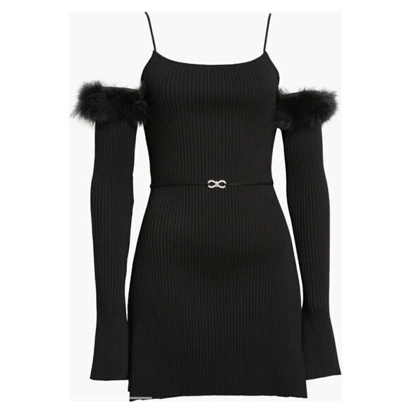 MACH & MACH Feather-Embellished Off-The-Shoulder Minidress size XL - Picture 4 of 15